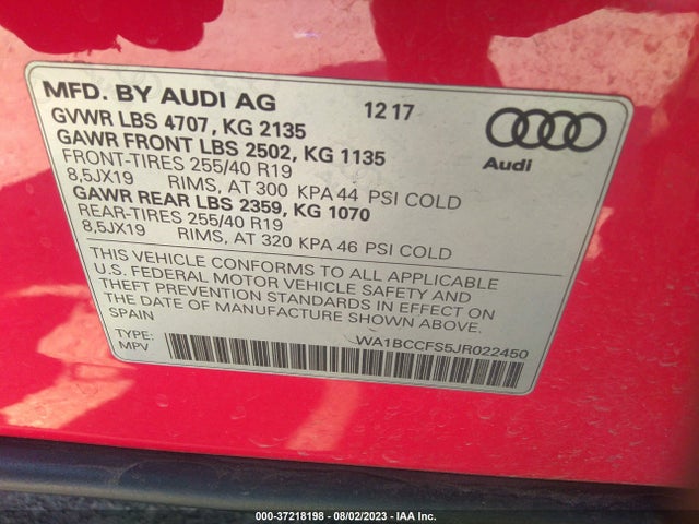 WA1BCCFS5JR022450 Audi Q3 Premium/sport Premium
