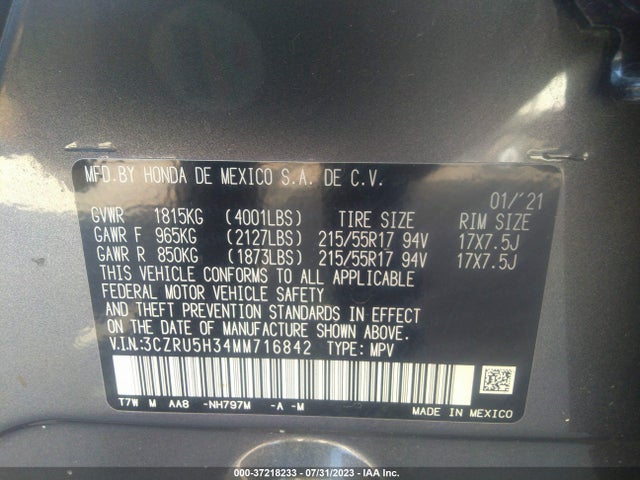 Honda HR-V LX 2021 3CZRU5H34MM716842 Image 15