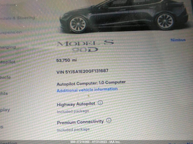 5YJSA1E20GF131687 Tesla Model S 90d/70d/75d/60d/85d