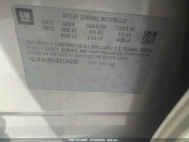 2014 CHEVROLET CRUZE LS VIN: 1G1PA5SH8E7144205