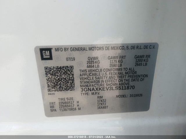 Chevrolet EQUINOX LT 2020 3GNAXKEV3LS511870 Image 15