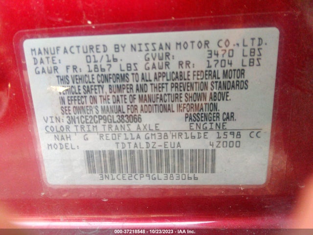 Nissan Versa Note Sv 2016 3N1CE2CP9GL383066 Image 9