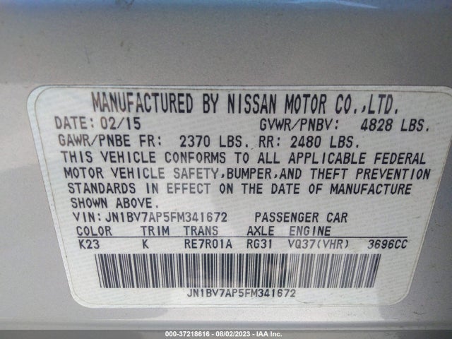 JN1BV7AP5FM341672 Infiniti Q50 SPORT