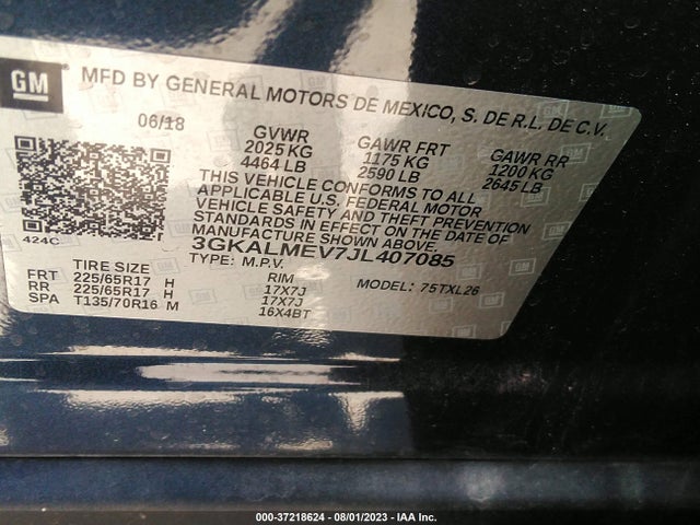 3GKALMEV7JL407085 GMC Terrain Sle