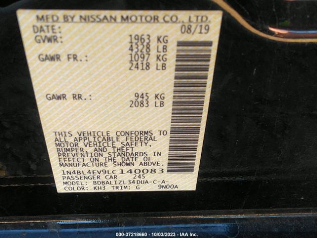 1N4BL4EV9LC140083 Nissan Altima 2.5 Sl