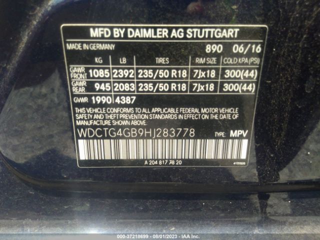 WDCTG4GB9HJ283778 Mercedes-Benz Gla Gla 250
