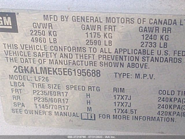 2GKALMEK5E6195688 GMC Terrain Sle