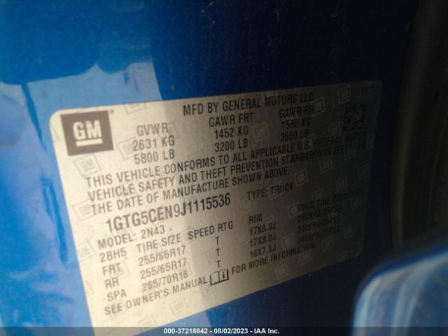 1GTG5CEN9J1115536 GMC Canyon 2wd Sle