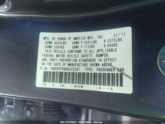 1HGCR3F89HA022281 Honda Accord Sedan Ex-l V6