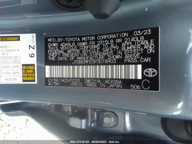 Toyota Corolla Hybrid 2023 JTDBCMFE5P3018903 Image 9