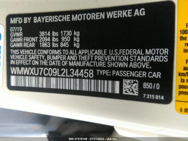 WMWXU7C09L2L34458 Mini Hardtop 4 Door Cooper