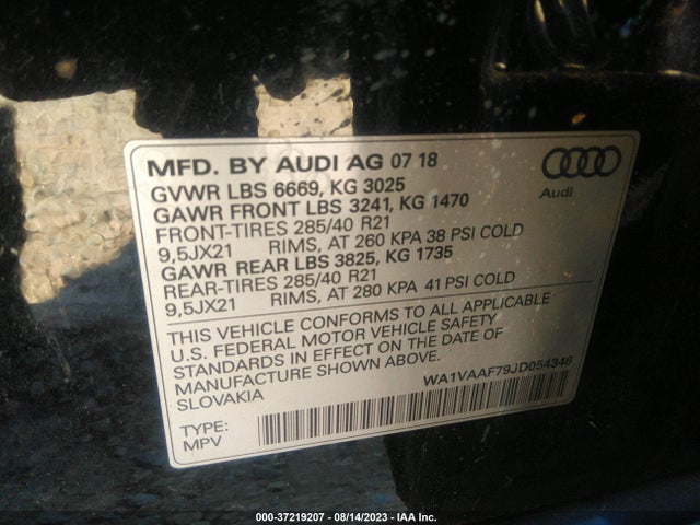 WA1VAAF79JD054348 Audi Q7 Prestige