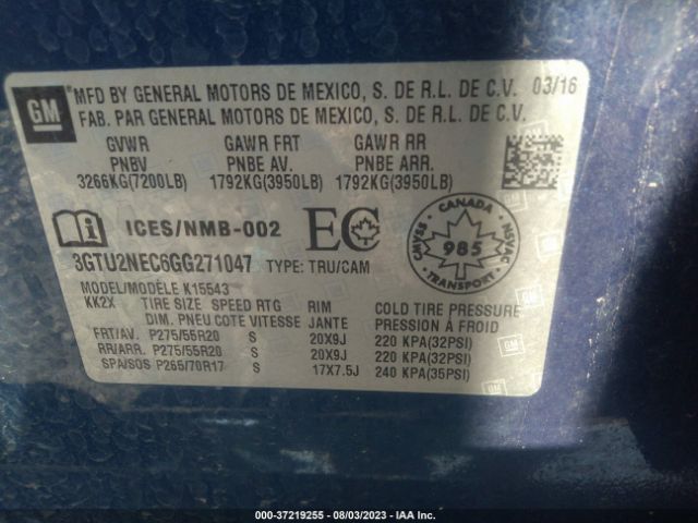 3GTU2NEC6GG271047 GMC Sierra 1500 Slt