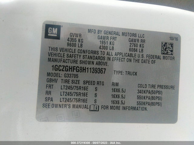 Chevrolet EXPRESS CARGO VAN 2017 1GCZGHFG8H1139367 Image 9