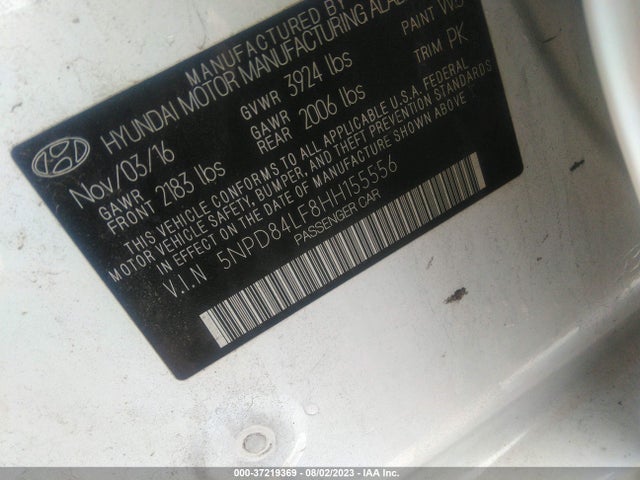 2017 HYUNDAI ELANTRA SE VIN: 5NPD84LF8HH155556