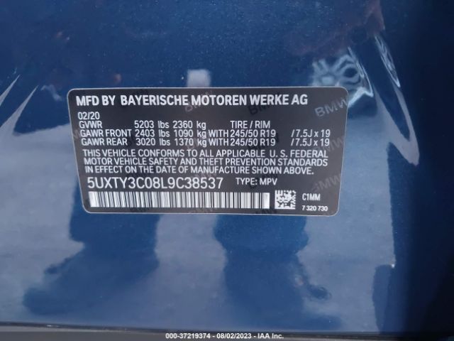 5UXTY3C08L9C38537 BMW X3 Sdrive30i