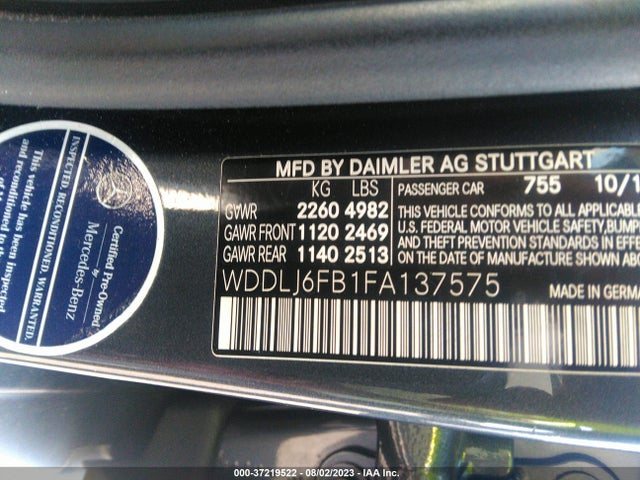 WDDLJ6FB1FA137575 Mercedes-Benz Cls-class Cls 400