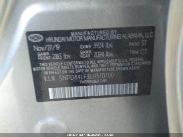 Hyundai ELANTRA SEL 2020 5NPD84LF3LH570700 Image 16