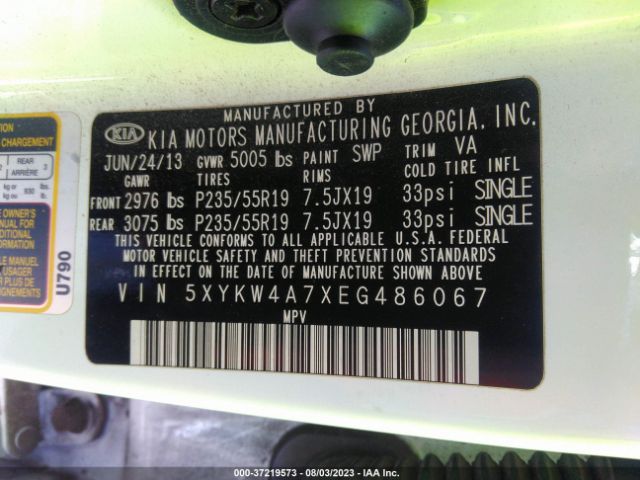 5XYKW4A7XEG486067 KIA Sorento Sx Limited