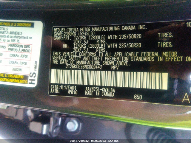 2022 Lexus NX, VIN: 2T2GKCEZ6NC009442