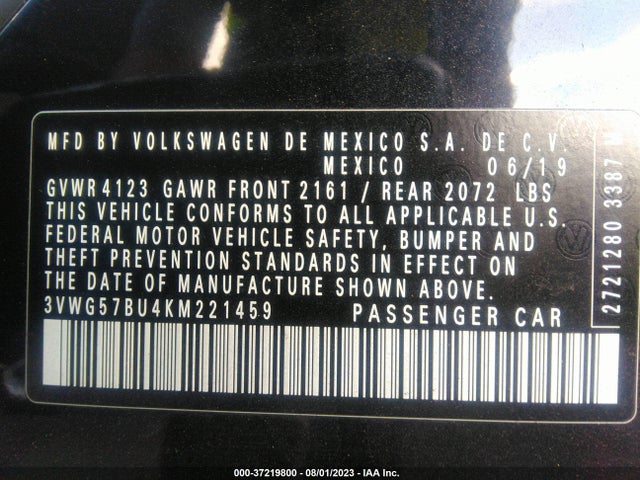 3VWG57BU4KM221459 Volkswagen Jetta Sel Premium