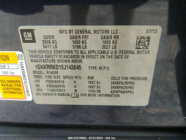 1GKKRRKD1EJ143645 GMC ACADIA SLT