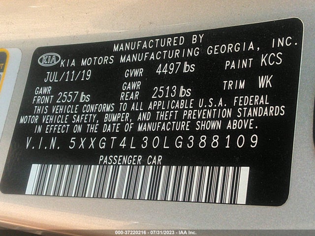 KIA gdi 2020 5XXGT4L30LG388109 Image 22