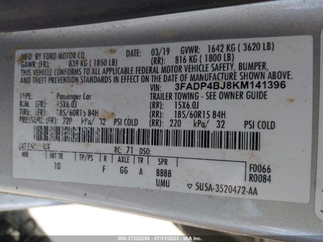 3FADP4BJ8KM141396 Ford FIESTA SE