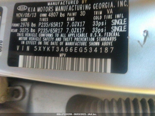 KIA SORENTO LX 2014 5XYKT3A66EG534187 Image 9