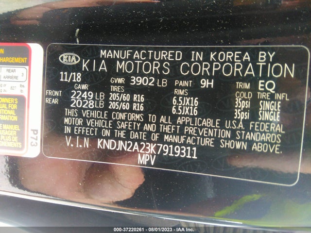 KIA Soul Base 2019 KNDJN2A23K7919311 Image 15