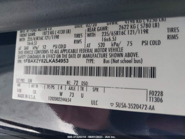 1FBAX2Y82LKA54953 Ford Transit Passenger Wagon Xl/xlt