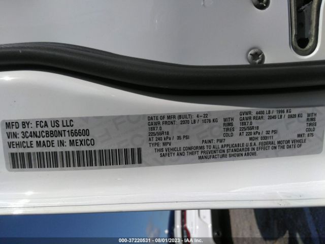 3C4NJCBB0NT166600 Jeep Compass Altitude