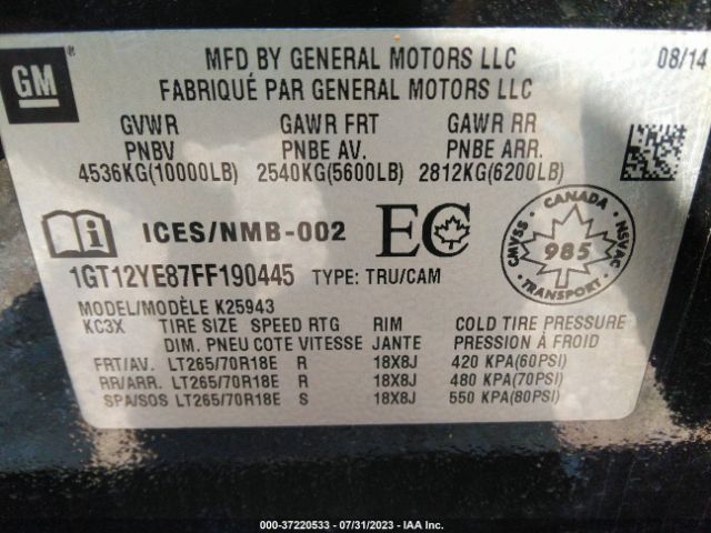 1GT12YE87FF190445 GMC Sierra 2500hd Sle