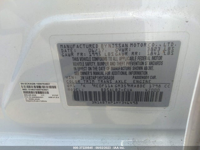 Nissan SENTRA S 2017 3N1AB7AP1HY346498 Image 9