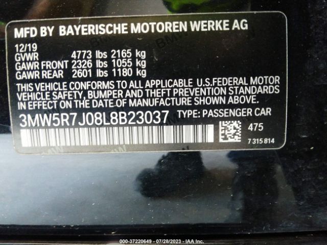 3MW5R7J08L8B23037 BMW 3 Series 330i Xdrive