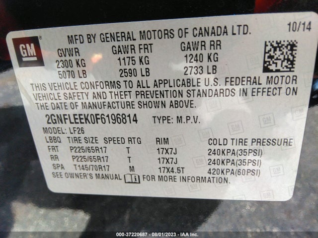 Chevrolet EQUINOX LS 2015 2GNFLEEK0F6196814 Image 9