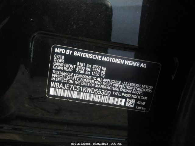 WBAJE7C51KWD55300 BMW 5 Series 540i Xdrive