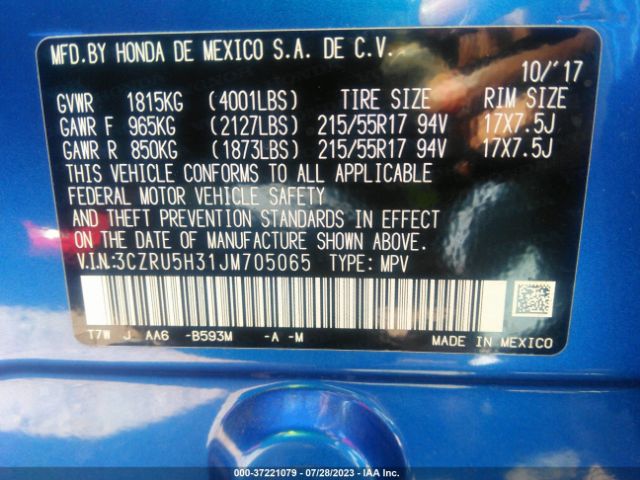 3CZRU5H31JM705065 Honda HR-V LX