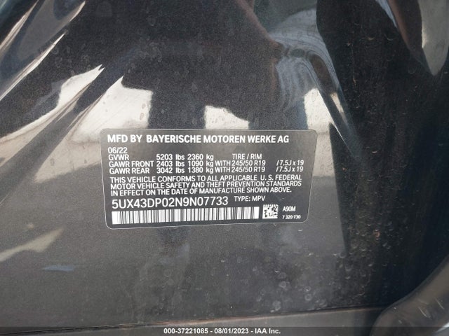 BMW X3 Sdrive30i 2022 аукцион фото