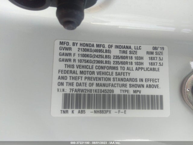 Honda Cr-v Ex-l 2019 7FARW2H81KE045209 Image 9