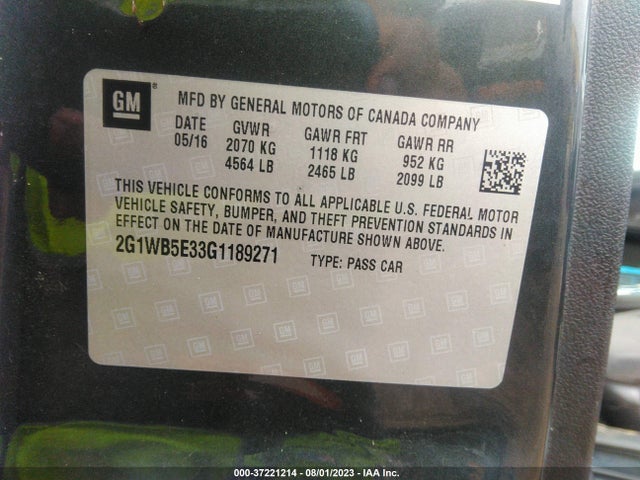 Chevrolet Impala Limited Lt 2016 2G1WB5E33G1189271 Image 9