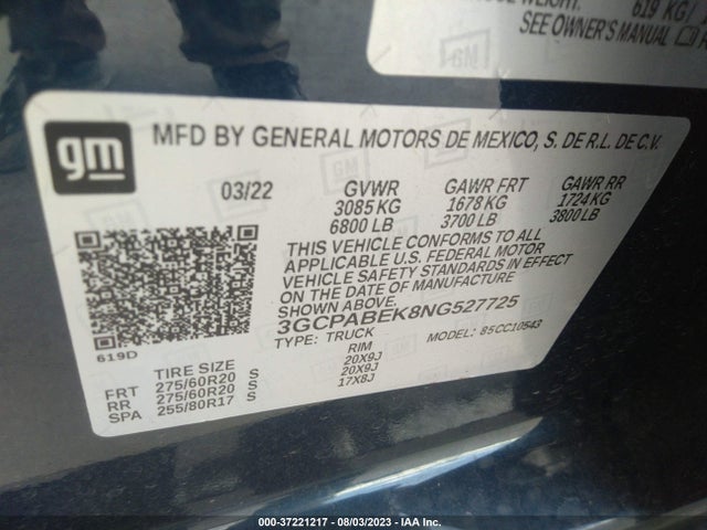 Chevrolet Silverado 1500 Custom 2022 3GCPABEK8NG527725 Image 9