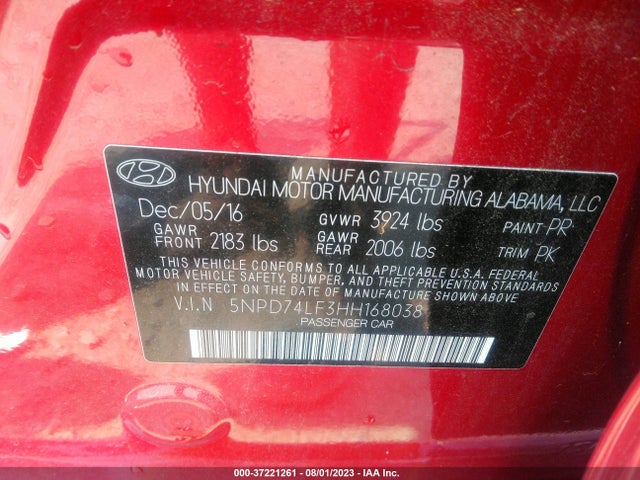 Hyundai ELANTRA SE 2017 5NPD74LF3HH168038 Image 9