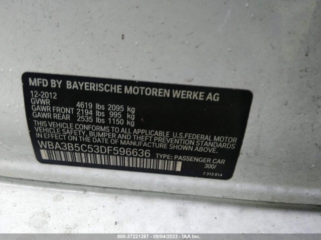 2013 BMW 3 SERIES 328I XDRIVE VIN: WBA3B5C53DF596636