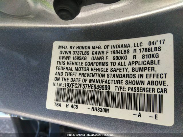 19XFC2F57HE049599 Honda Civic Sedan Lx