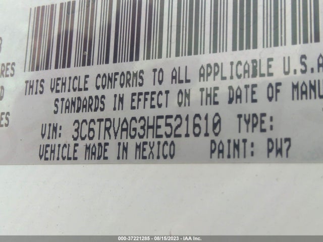 3C6TRVAG3HE521610 RAM Promaster Cargo Van