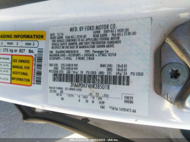 3FA6P0H74HR285018 Ford FUSION SE