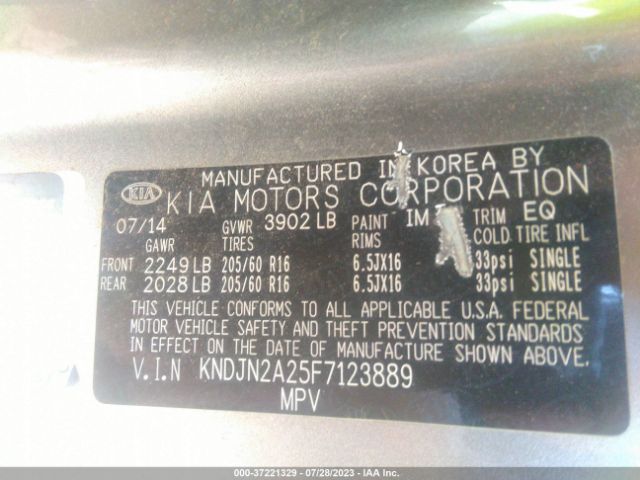 KNDJN2A25F7123889 KIA Soul Base