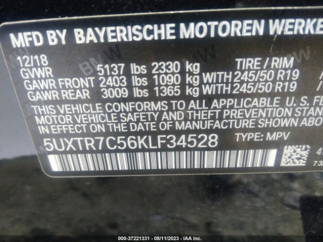5UXTR7C56KLF34528 BMW X3 Sdrive30i