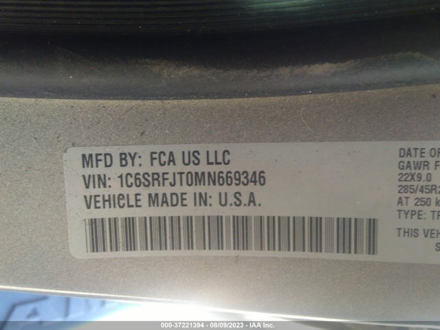1C6SRFJT0MN669346 RAM 1500 Laramie